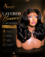 Natural Black Layered Bounce – 16” | 300g | 13x4 Frontal - Image 2