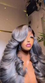 Smokey Silver Bounce Wig – 20” | 300g | 5x5 Closure - Image 3