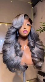 Smokey Silver Bounce Wig – 20” | 300g | 5x5 Closure