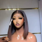 Brown Highlight Silky Short Bob Wig – 5x5 Closure