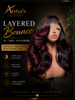 Burgundy Highlight Layered Bounce Wig – 20” | 300g | 5x5 Closure - Image 2