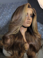Ash Mocha Blonde Bounce Wig – 22” | 300g | 5x5 Closure