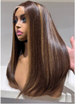 Mocha Blonde Highlight Bob – Premium Single Donor Vietnamese Hair | 2x6 Closure | 14"
